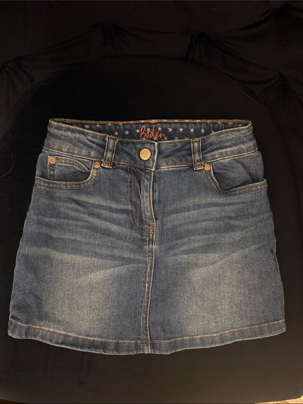 Boden Blue Denim Mini Skirt